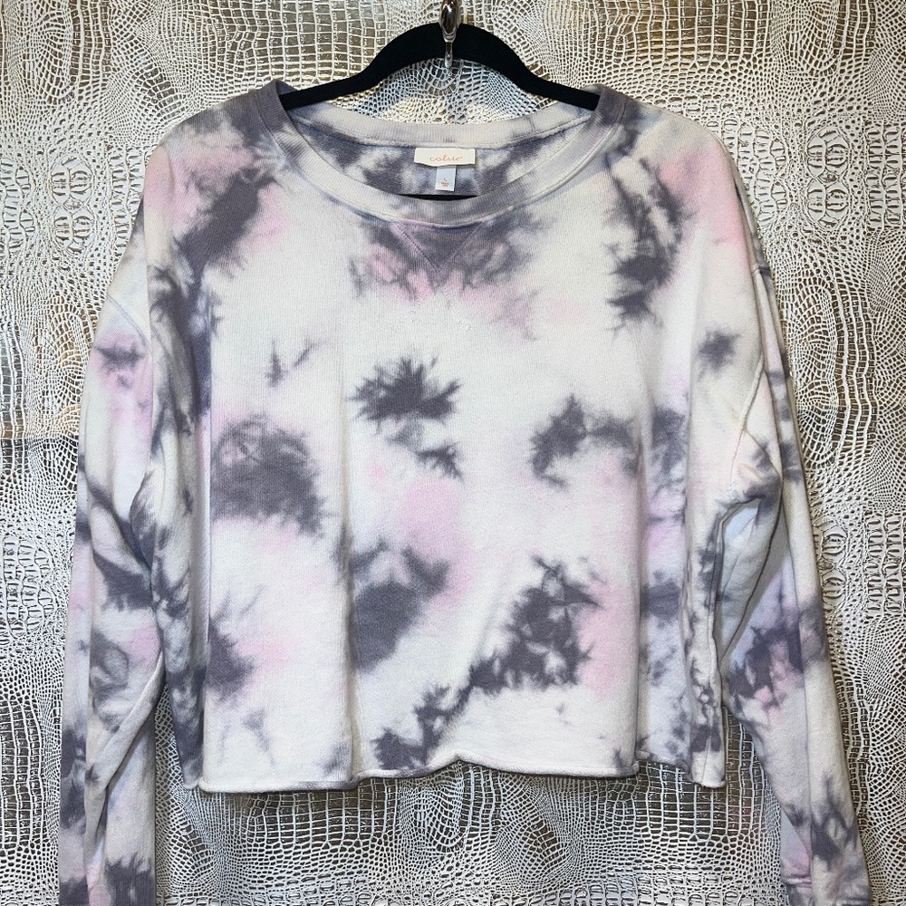 Pink and Grey Tie Dye Sweatshirt size L
